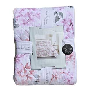 Nicole Miller Home 3 Piece Quilt Set Full/Queen w Shams Floral Print 100% Cotton